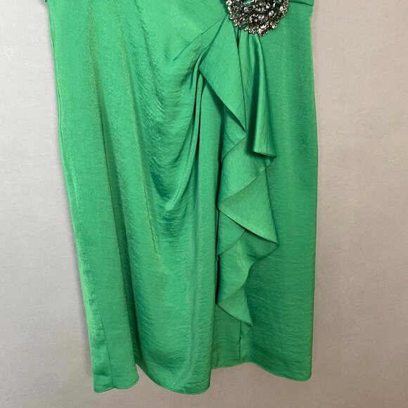 BCBGMaxAzria Strapless Dress Brooch Larre Kelly Green Sz 10 Cocktail Homecoming - Picture 6 of 16